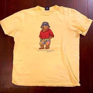 Polo Ralph Lauren Beach Bear Pale Yellow TShirt L